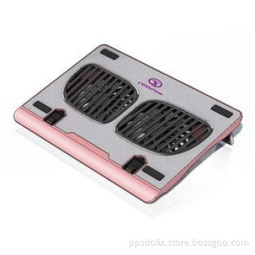 Aluminum 2 Fan 120mm Laptop Cooling Pads , Pink laptop cool